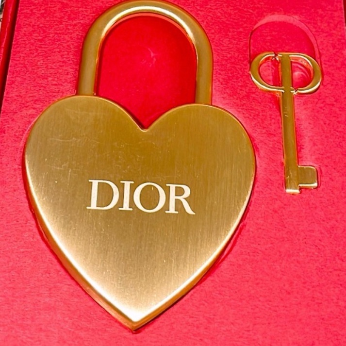 Dior Gold Heart Lock Key Holder